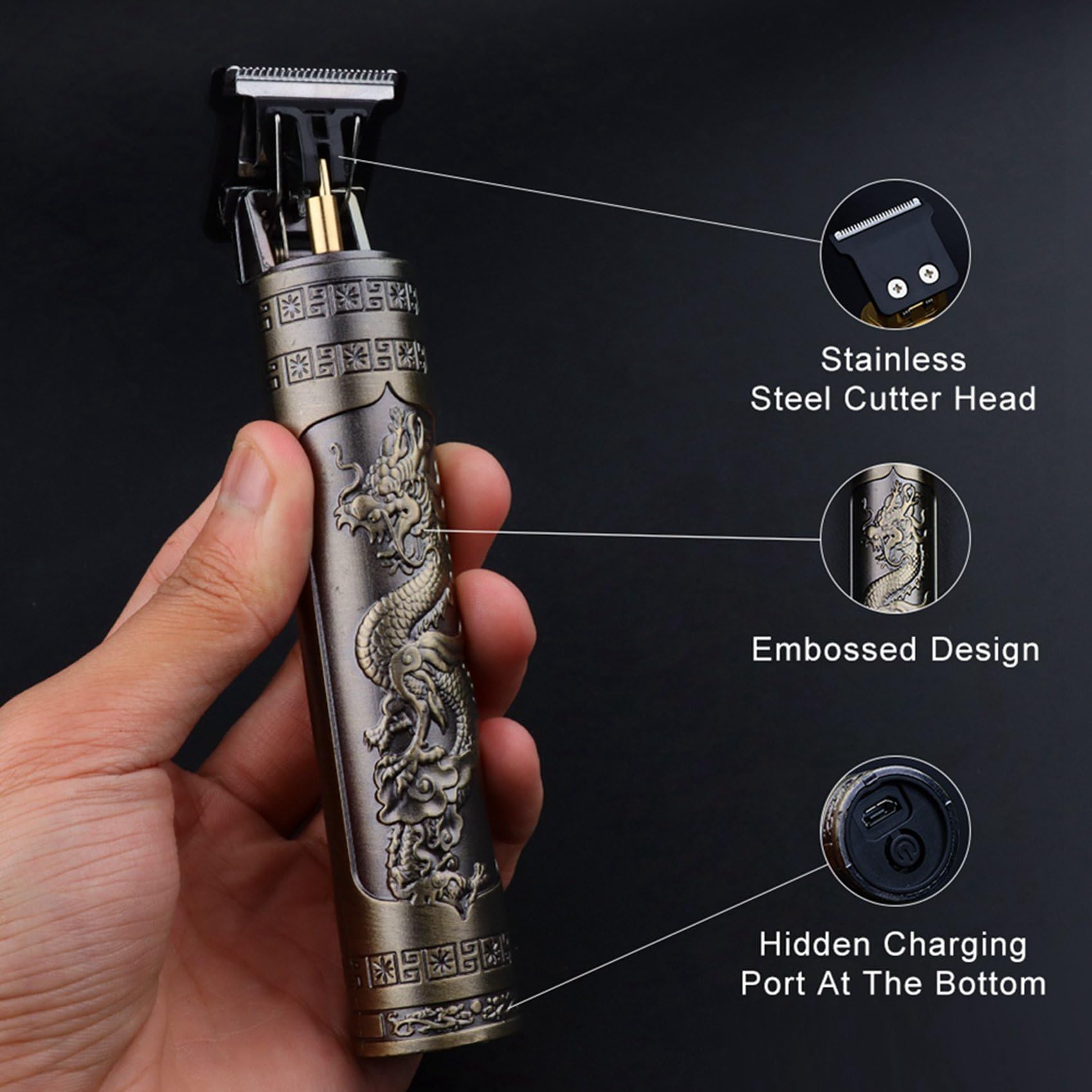 2X Rasoio per Taglio di Capelli per Uomo Ricarica Rasoio per Adulti Elettrico Vintage Clipper Rasoio per Casa Ricarica USB Barbiere A