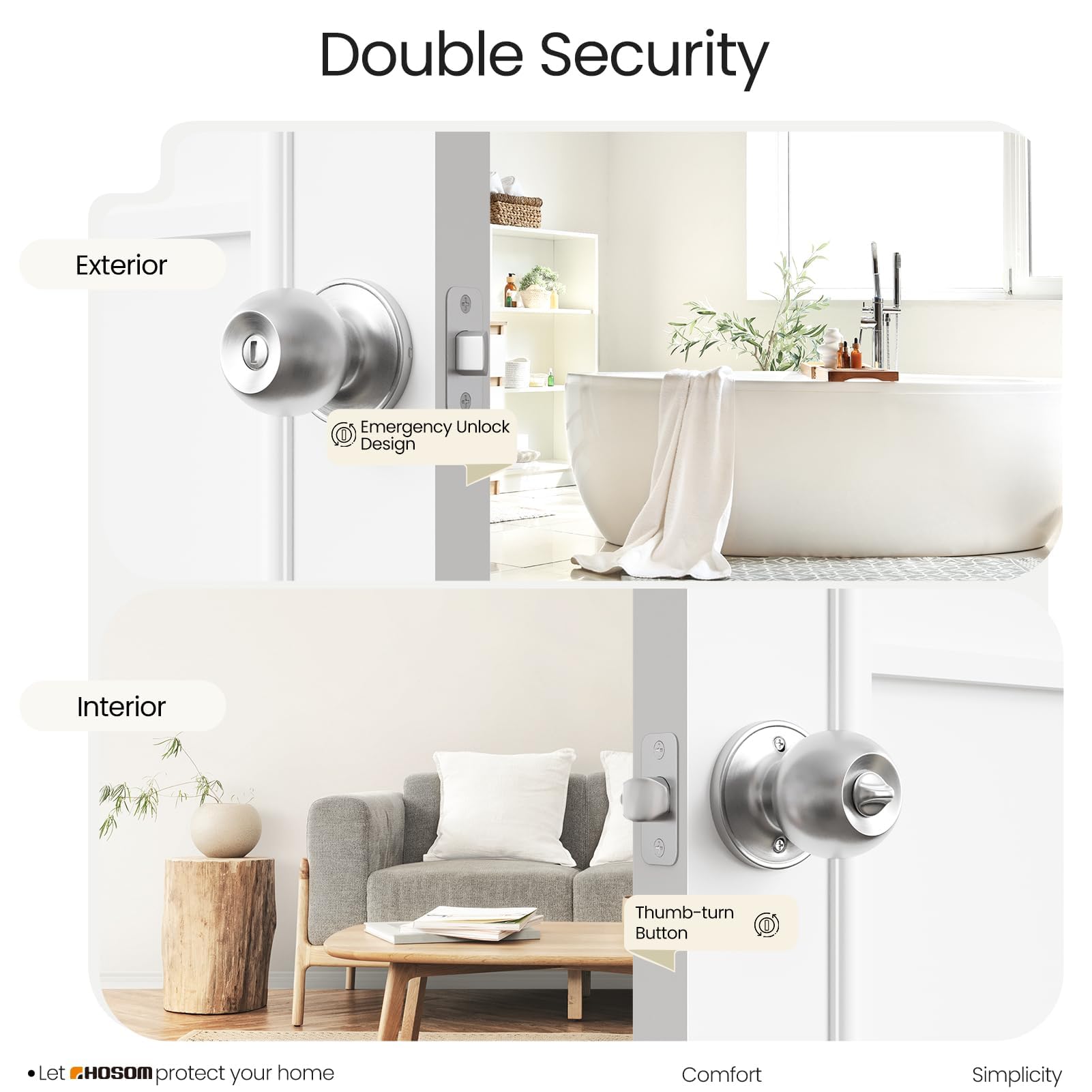 Privacy Door Knobs with Lock - 2 Pack Satin Nickel -4 Privacy Door Knobs with Lock - 2 Pack Satin Nickel -4