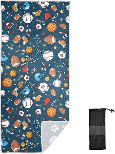 Toalla de playa de microfibra deportiva para fútbol, baloncesto, toalla de playa para niños, toalla de baño súper suave sin arena, toalla de piscina