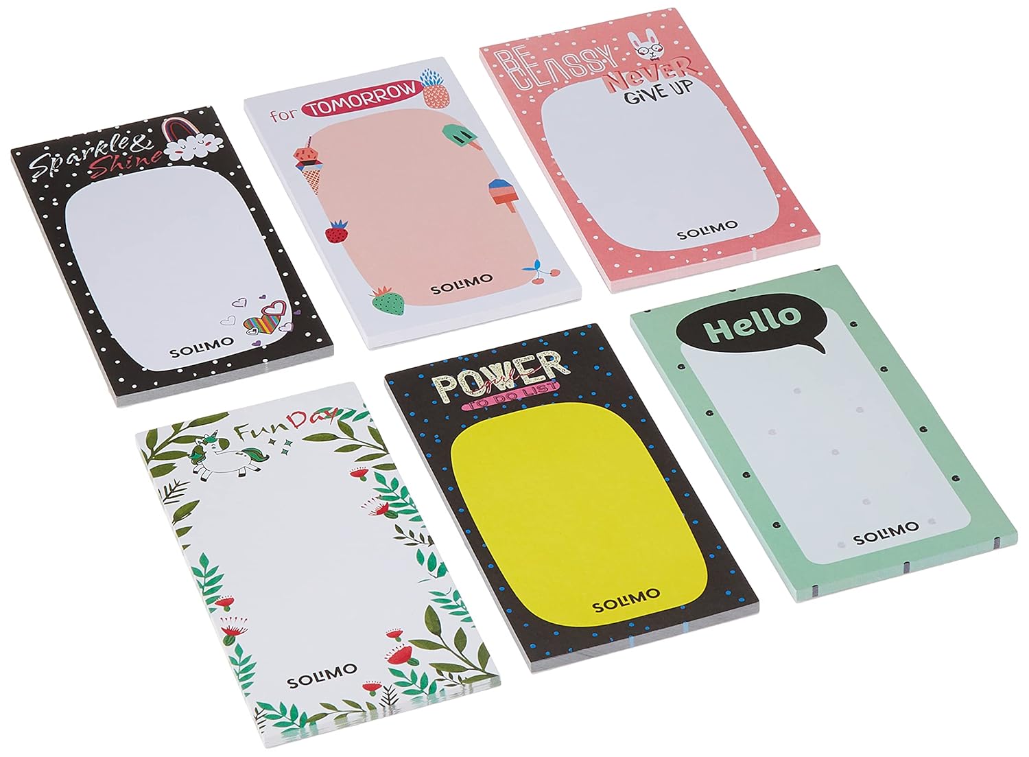 Amazon Brand – Solimo To Do List Planner – 6.5” x 3.5”, 50 Sheets Easy Tear Off Notepads, for Grocery, Shopping, Reminders, Checklist, Set of 6