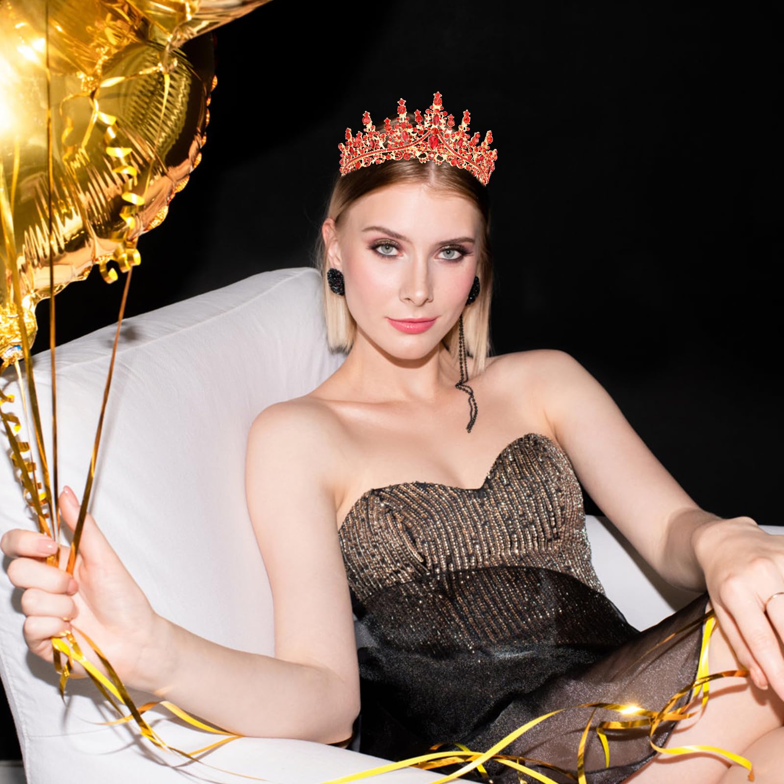 Amazon.com: Velscrun Red Crystal Birthday Tiara Crowns for 