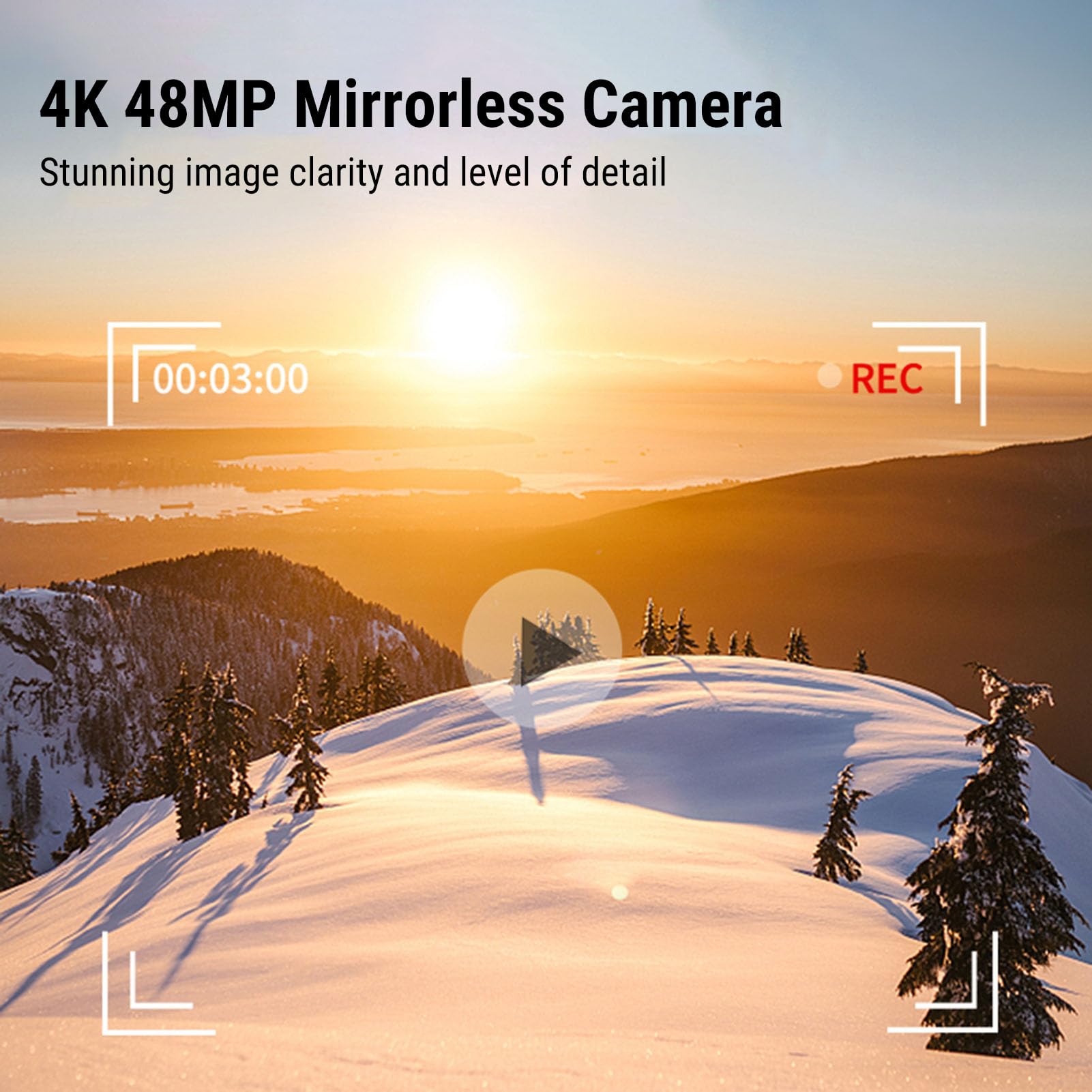 Lazmin112 Fotocamera Mirrorless, Fotocamera per Vlogging 4K da 48 MP per Fotografia, Zoom 16X, 32 GB Incorporati, 2 Batterie, Foto e Video, per Viaggi