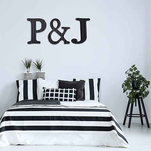 Miniatura 6 de HKOMERE Letras de metal de 13.7 pulgadas para decoración de pared, letras 3D grandes negras corrugadas, letreros decorativos colgantes de granja