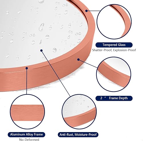 Miniatura 68 de Espejo de pared arqueado negro con marco de aleación de aluminio, espejo de baño de metal cepillado, espejo montado en la pared para sala de estar