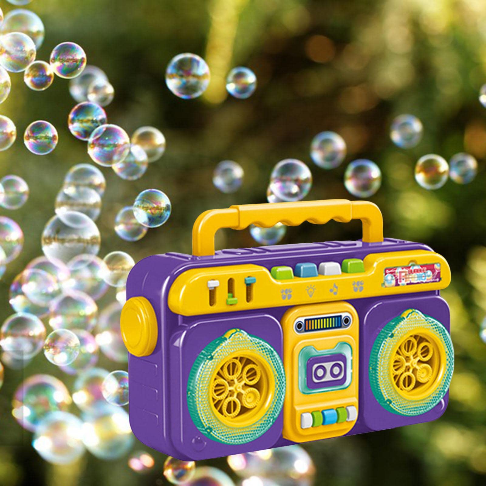 Amagogo Bubble Maschine Automatischer Blasengenerator Tragbares Seifenblasengerät mit LED Licht Geräuschfunktion für Picknick Kinderparty Hochzeits, Violett