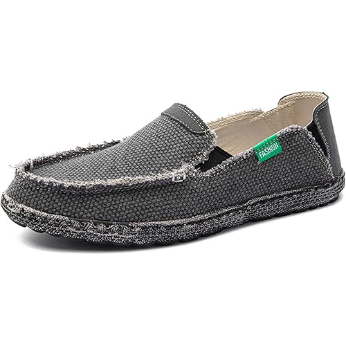 JAMONWU Men's Slip on Shoes Cloth Shoes Deck Shoes Canvas Leisure Vintage Casual Loafer Boat Shoes