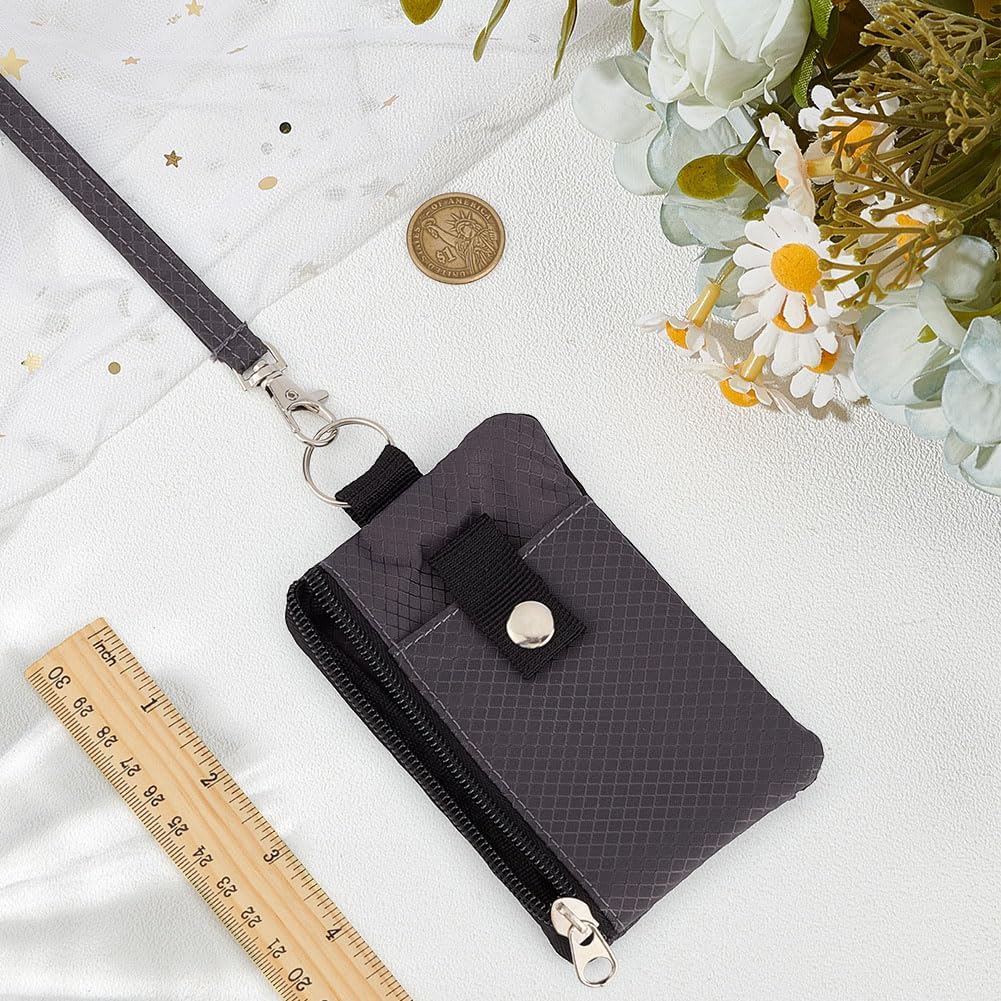MAYJOYDIY Grey Lanyard Wallet with ID Card Holder, 5.1x3.3 Inch Keychain Wallet Portable ID Card Organizer for Travel, Trips, Outdoor Essentials, Daily Use