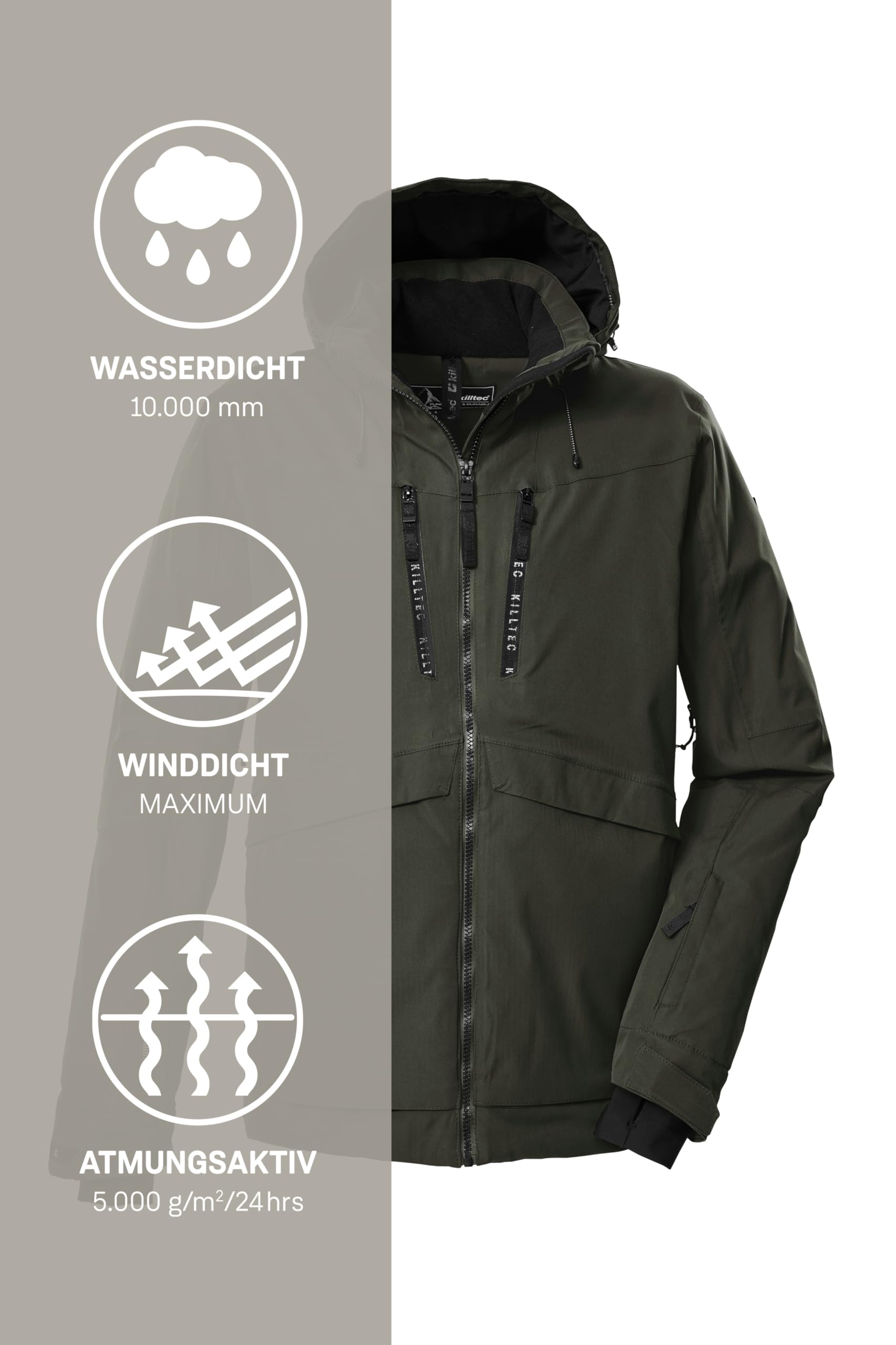 Killtec Herren Ksw 55 Mn Ski Jckt Skijacke/Funktionsjacke mit Kapuze, Schneefang und Unterarmventilation
