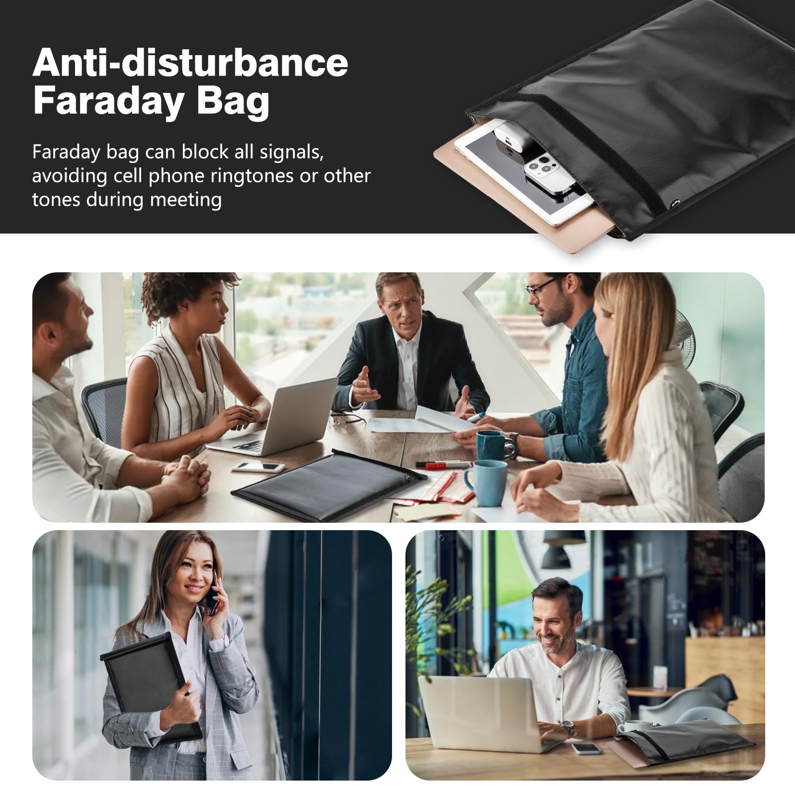 Faraday Bags - Bolsa grande Faraday para teléfonos, portátiles, tabletas y llaves de coche