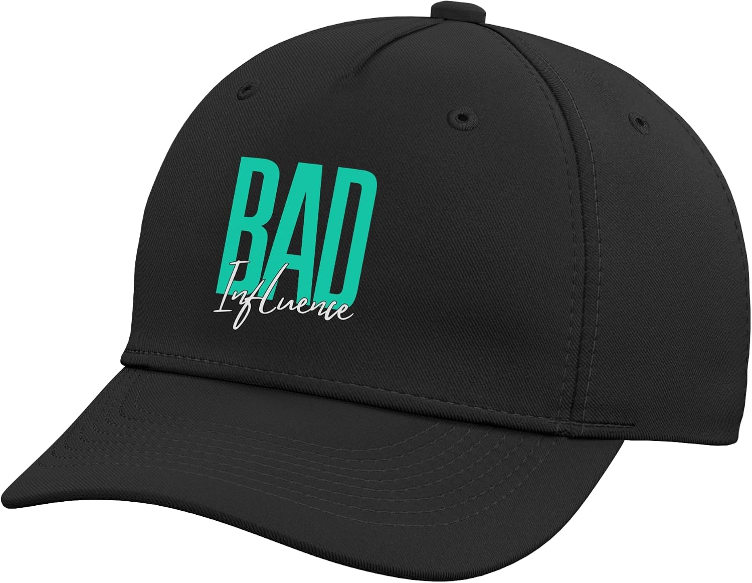 Mens Women Light Teal Aqua Bad Influence Graphic Adjustable Baseball Hat