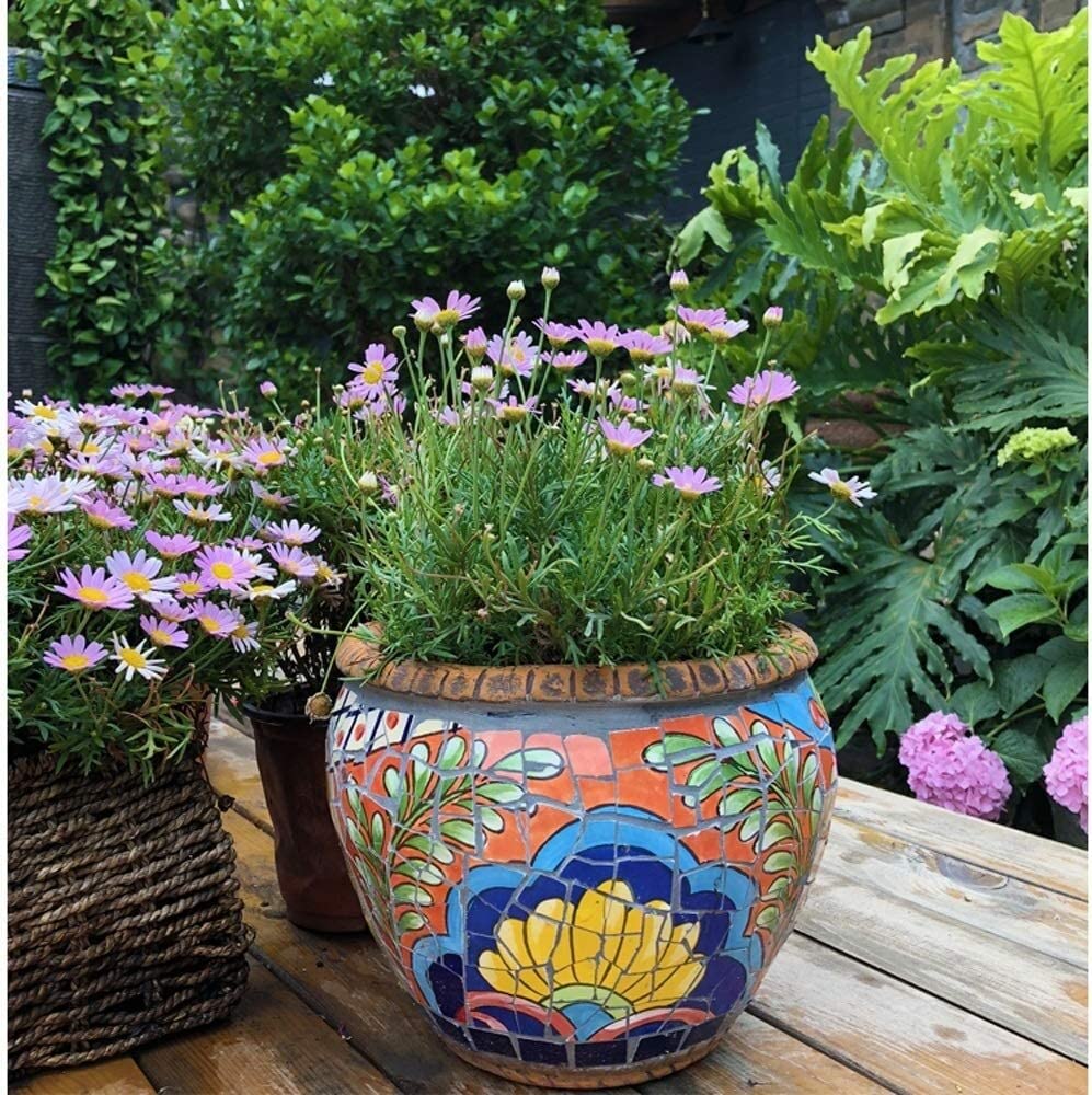 Amazon.com: Round Classical Outdoor Large Flower Pot Hand-Painted Colorful  Mosaic Ceramic Plant Pot Villa Garden Balcony Decor Landscape Vase  Container Pots (Size : M) (OneColor S) : Everything Else