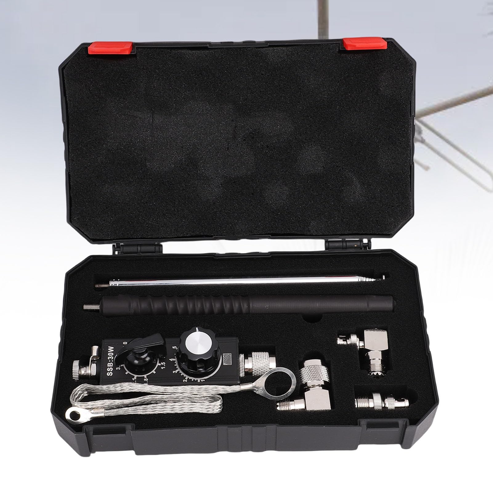 Antena de Onda Corta QRP, Antena HF Multibanda Portátil 30W 1.8-30MHz con Frecuencia Ajustable, Antena Sintonizable VHF UHF para Radioaficionados, Uso Interior Exterior con