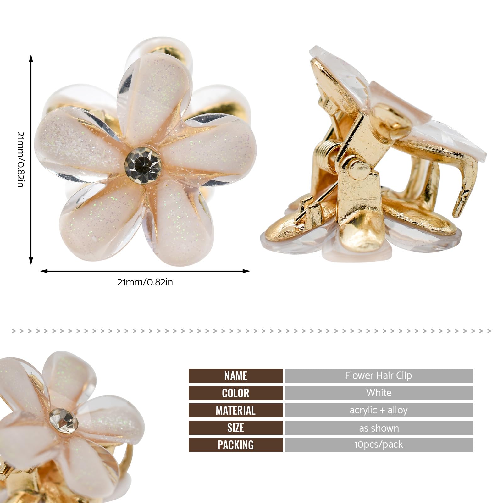PAITOK Mini Hair Clips, Flower Hair Clips, Flower Clips, Non-Slip Hair Clips for Girls Women for Photos Daily Party - Image 2