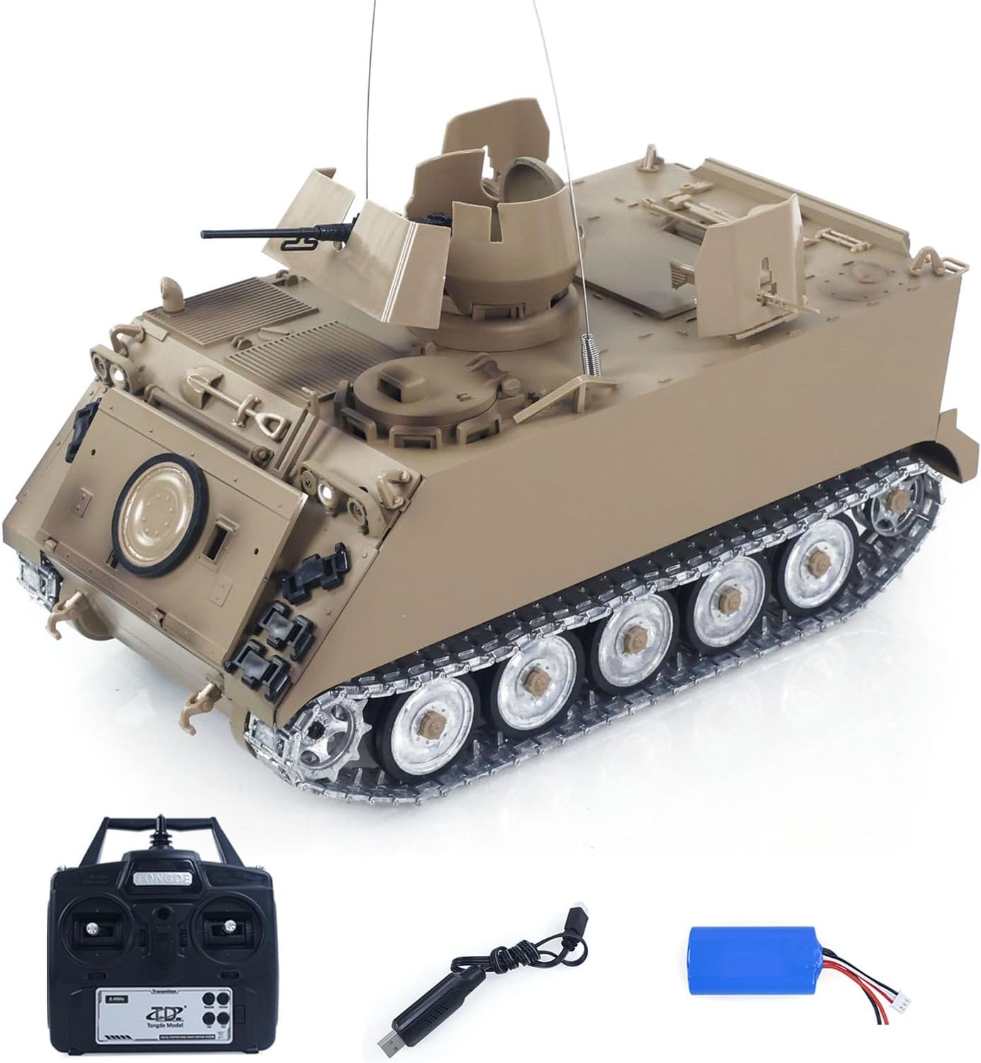 TOUCAN RC HOBBY 1/16 TD RC Tank M2412-B M113A1 ACAV 360 Turret Rotation Infrared Metal Wheels Gearbox Smoke Unit Radio Control Military Model