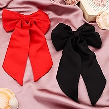 ARPK Elegant Satin Hair Bows for Women, Bow Clips - Barette Hair Clip - Bow Clips for Women and Girls, Cute Hair Accessories For Girls (PACK OF 2(RED,BLACK DARK))