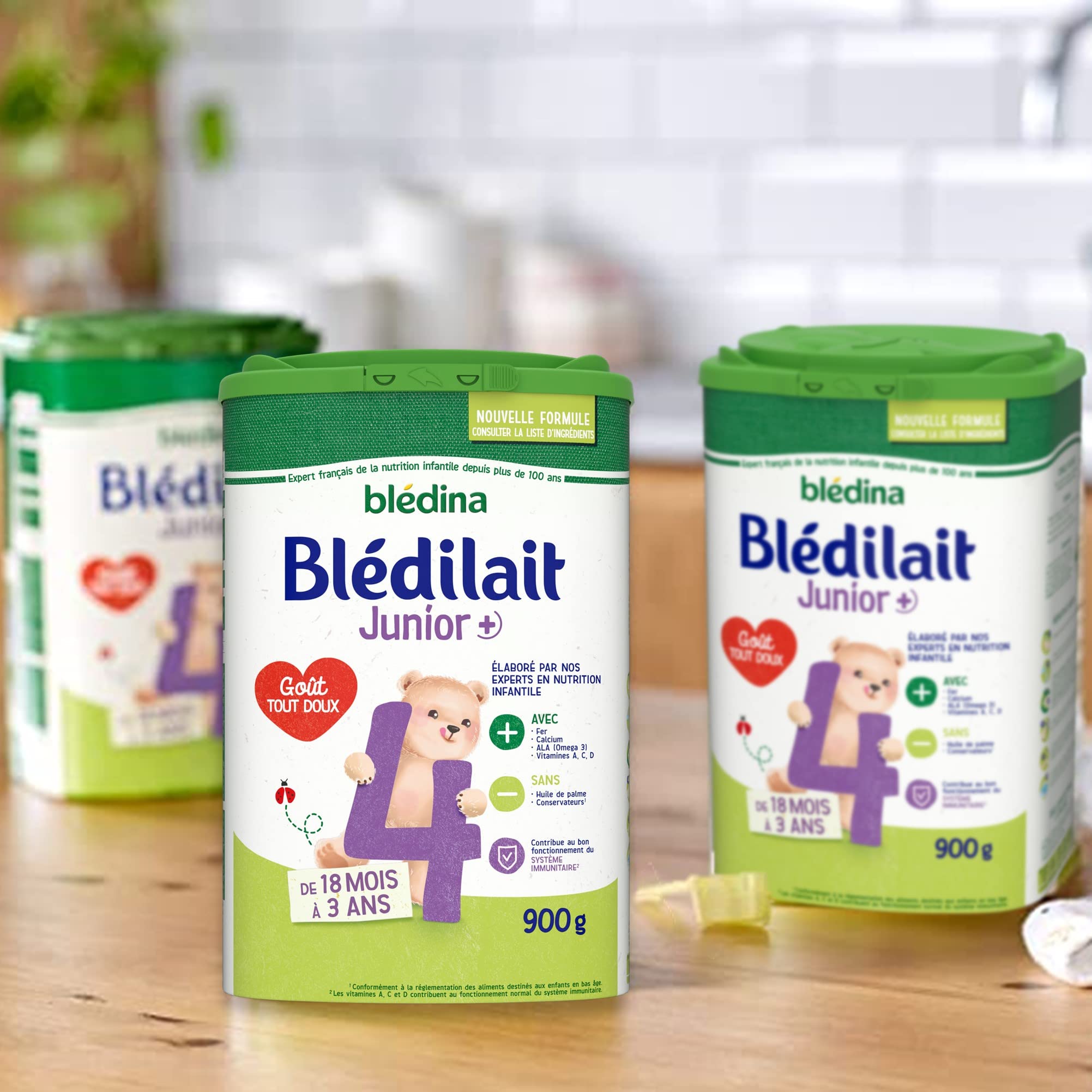 Blédina Blédilait Junior 4, Lait en Poudre pour Bébé, 18 à 36 Mois, 900g (Boîtex6)
