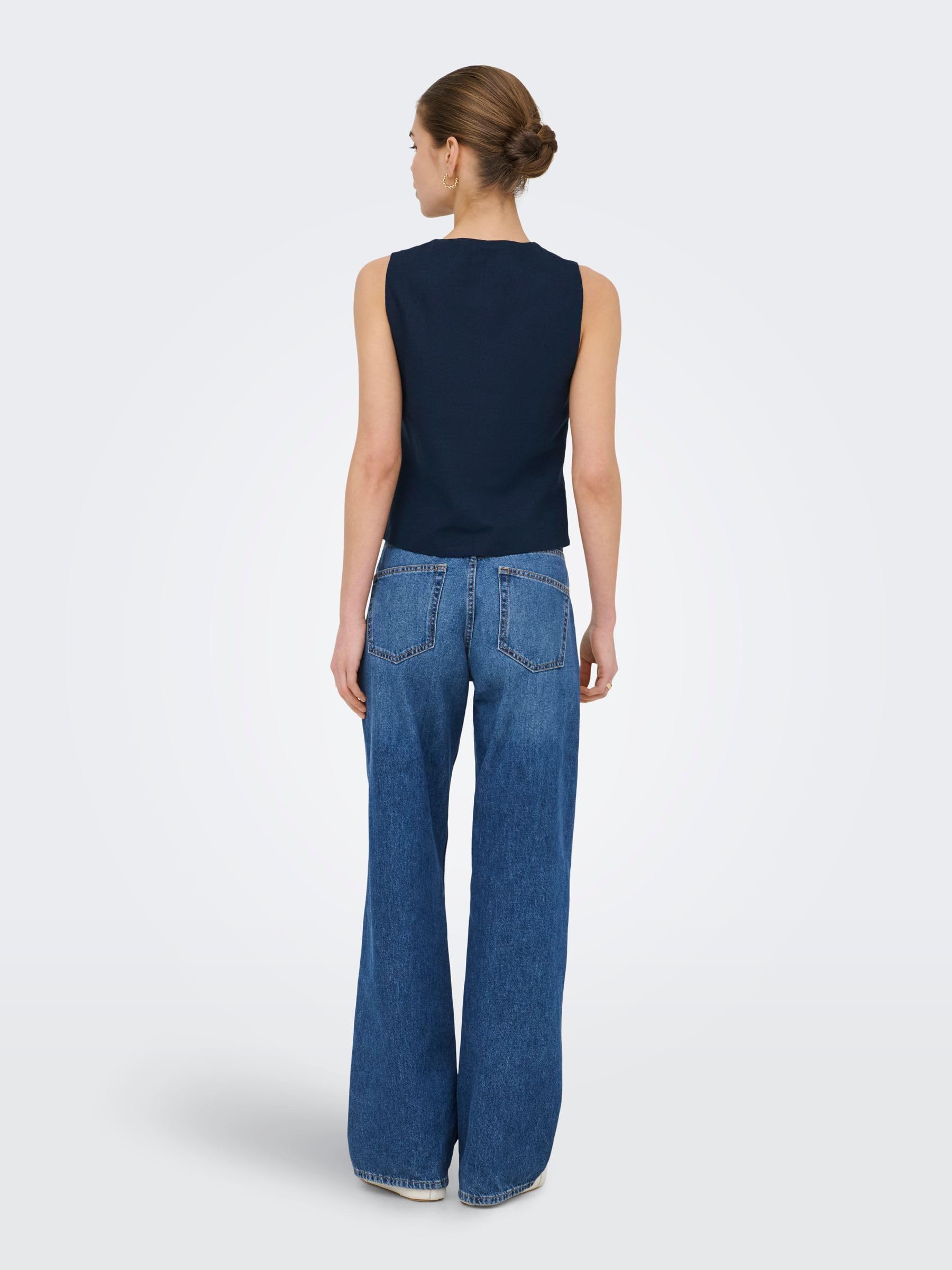 Onlgoa S/L Linen Bl Waistcoat Cc Tlr