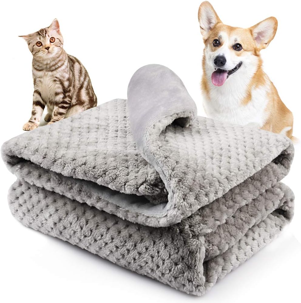 Onarway Bilayer Fluffy Sherpa Dog Blankets Thicken 39.4 x 47.2 inch Soft Washable Pet Throw Blanket Sleep Bed Mat for Dogs Puppy Cats &…