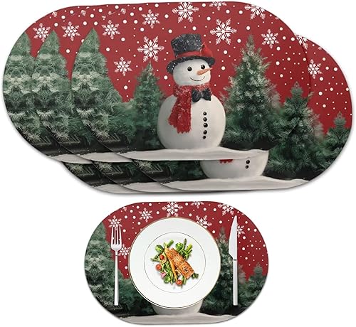 Miniatura 108 de Juego de 6 manteles individuales lavables para mesa de comedor, resistentes al calor, mesa de cocina, decoración del hogar, lavable, ovalada, de