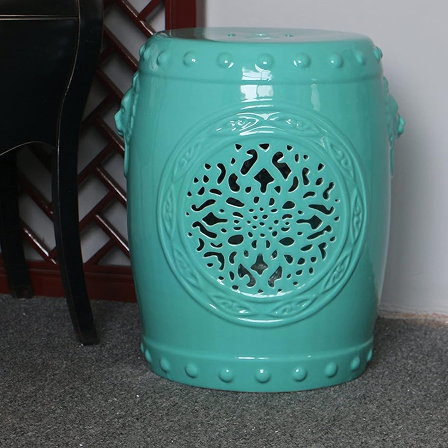 Decorative Garden stools, Ceramic Garden Drum Stool, Garden Decorative Stool, Suitable for Garden, Patio, Lawn(Light Blue)