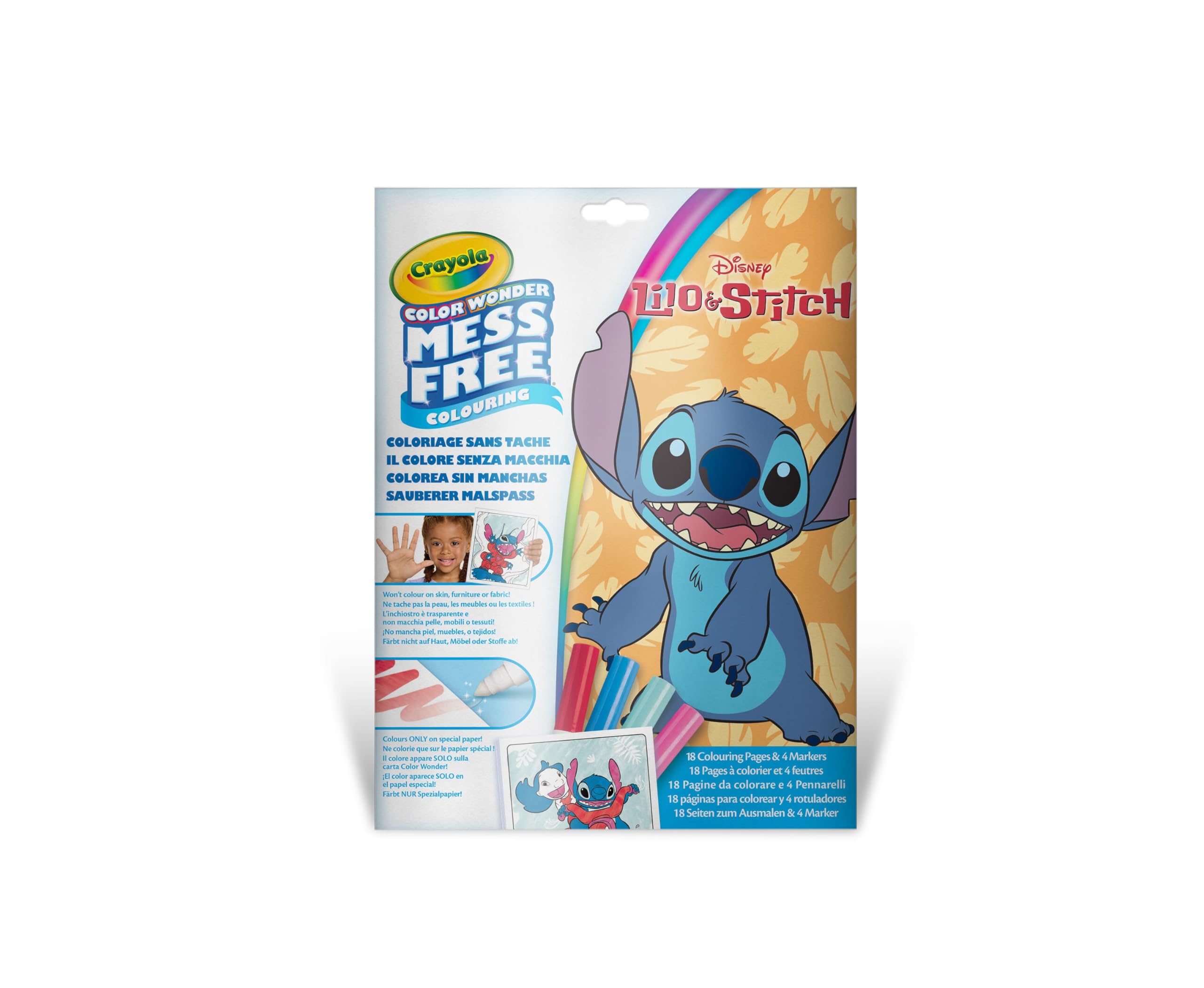 CRAYOLA Color Wonder Kit Coloriage 18 Pages 4 Feutres Anti-tache Lilo & Stitch Enfants 3-5 Ans