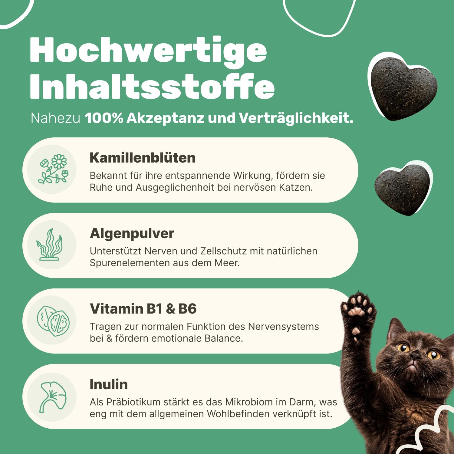 4-in-1 Ruhe Essenz für Katzen | Anti-Stress und Entspannung Katze | Beruhigungsmittel für Katze | Katzen und Kitten Leckerlies | Ergänzung für Nass- und Trockenfutter | Patsli® Chill