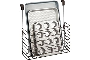 mDesign Metal Wire Kitchen Plastic Wrap Organizer Basket - Hang Over Cabinet...