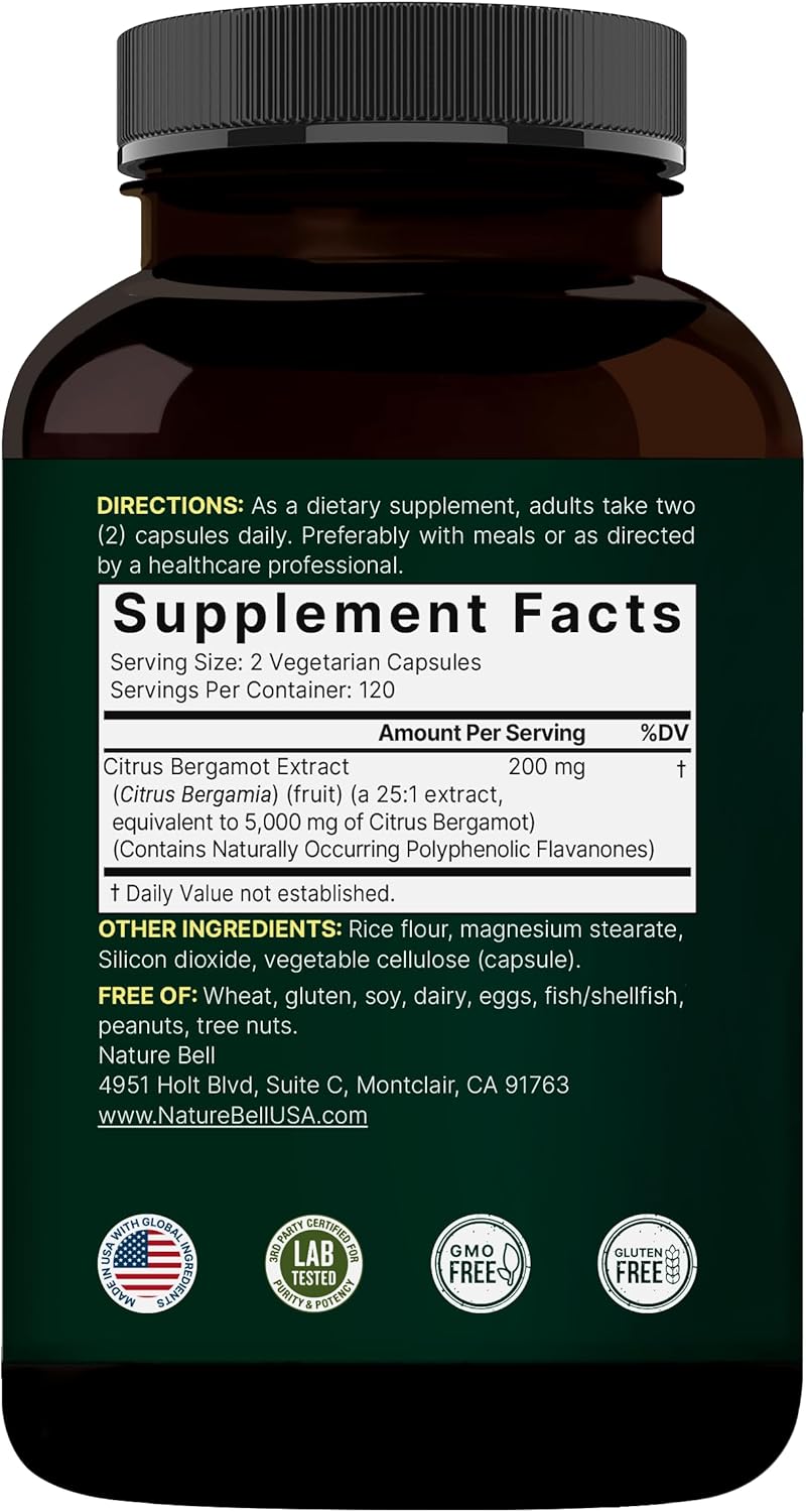 NatureBell Citrus Bergamot 5,000 mg Equivalent, 240 Veggie Capsules | Extra Strength 25:1 Fruit Extract – High Antioxidant Level – Heart & Immune Support Supplement – Vegan, Non-GMO - Image 7