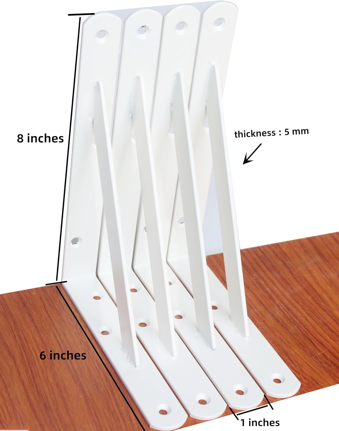 16 pack l8 x h 6" white heavy duty shelf brackets with screws metal shelf brackets shelf support angle brackets for shelves l brackets heavy duty floating shelf 16 pack-white 8''x6''