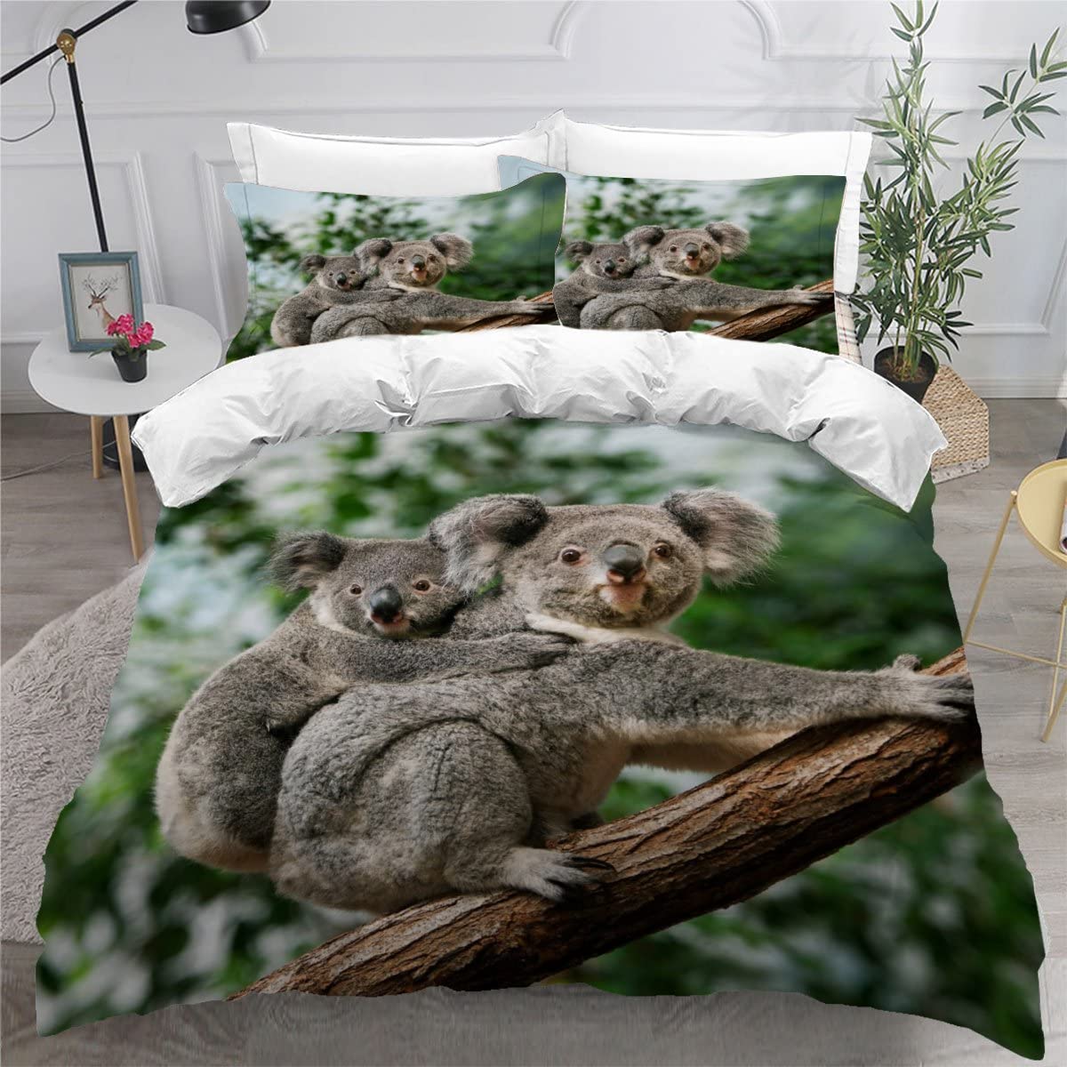 Luoru Boys Color17 Single Duvet Cover Koala 135X200 3D Printed Animal Cute Bedding Set With Zipper Closure Ultra Soft Microfiber Kids Girls Teens Comforter Quilt Cover With 2 Pillowcase 50X75