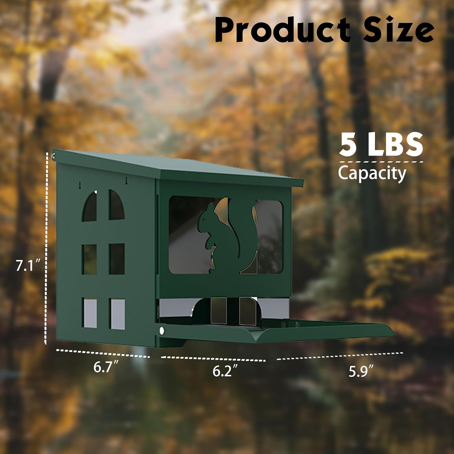 Squirrel Feeder for Outside, Durable Full Metal Squirrel Food Box, Large Capacity Chipmunk Feeder, Weather-Proof Squirrel House, Heavy Duty Squirrel Feeders
