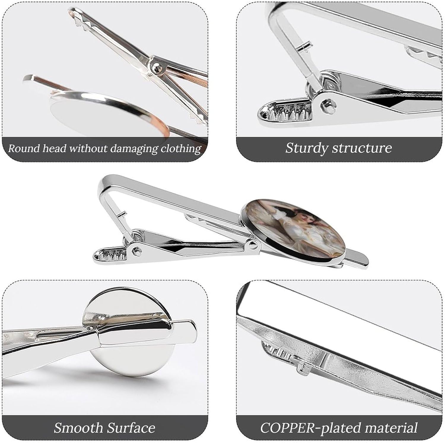 Woman Lying on The Sofa Men's Tie Clips Necktie Bar Pin Classic for Suit Business Wedding 1 Pair