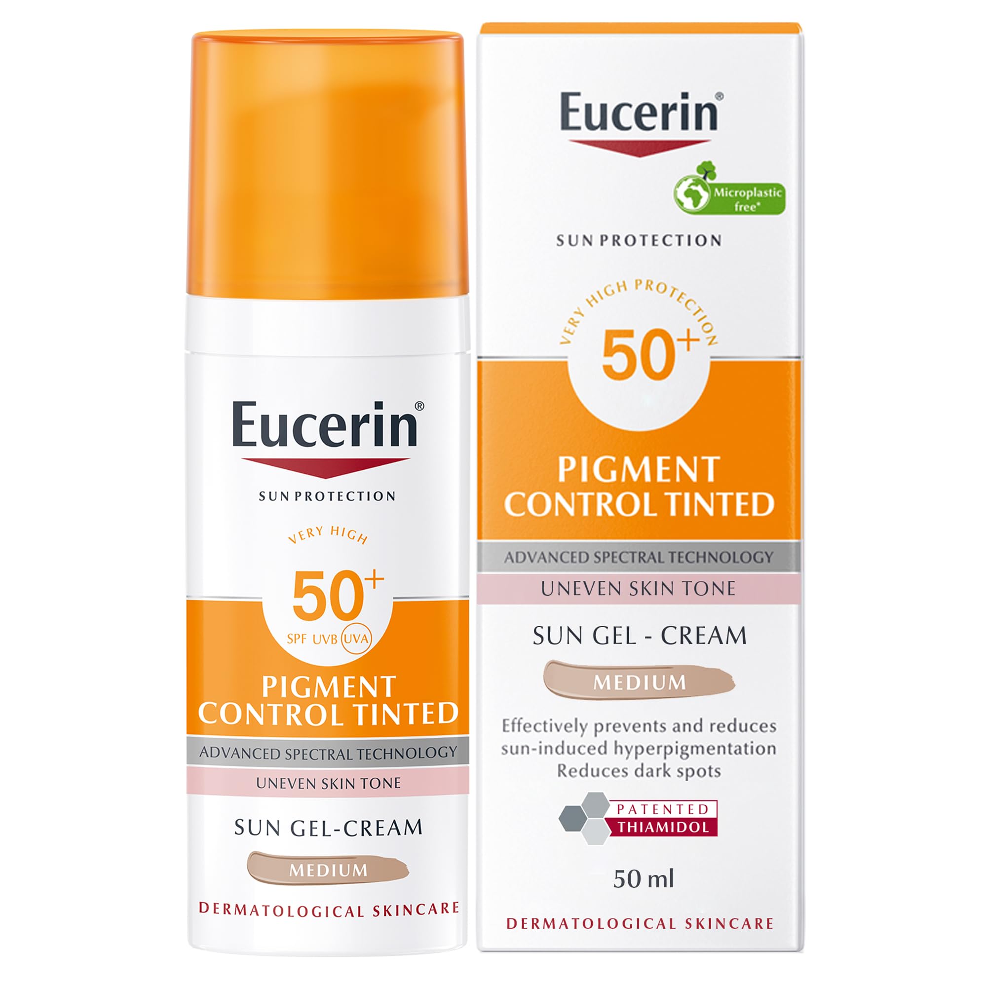 Face Sunscreen Pigment Control Tinted Hyperpigmentation Sun Gel-Cream, High UVA/UVB Protection, SPF 50+, Contains Color Pigments, Very High Coverage, For All Skin Types, 50ml