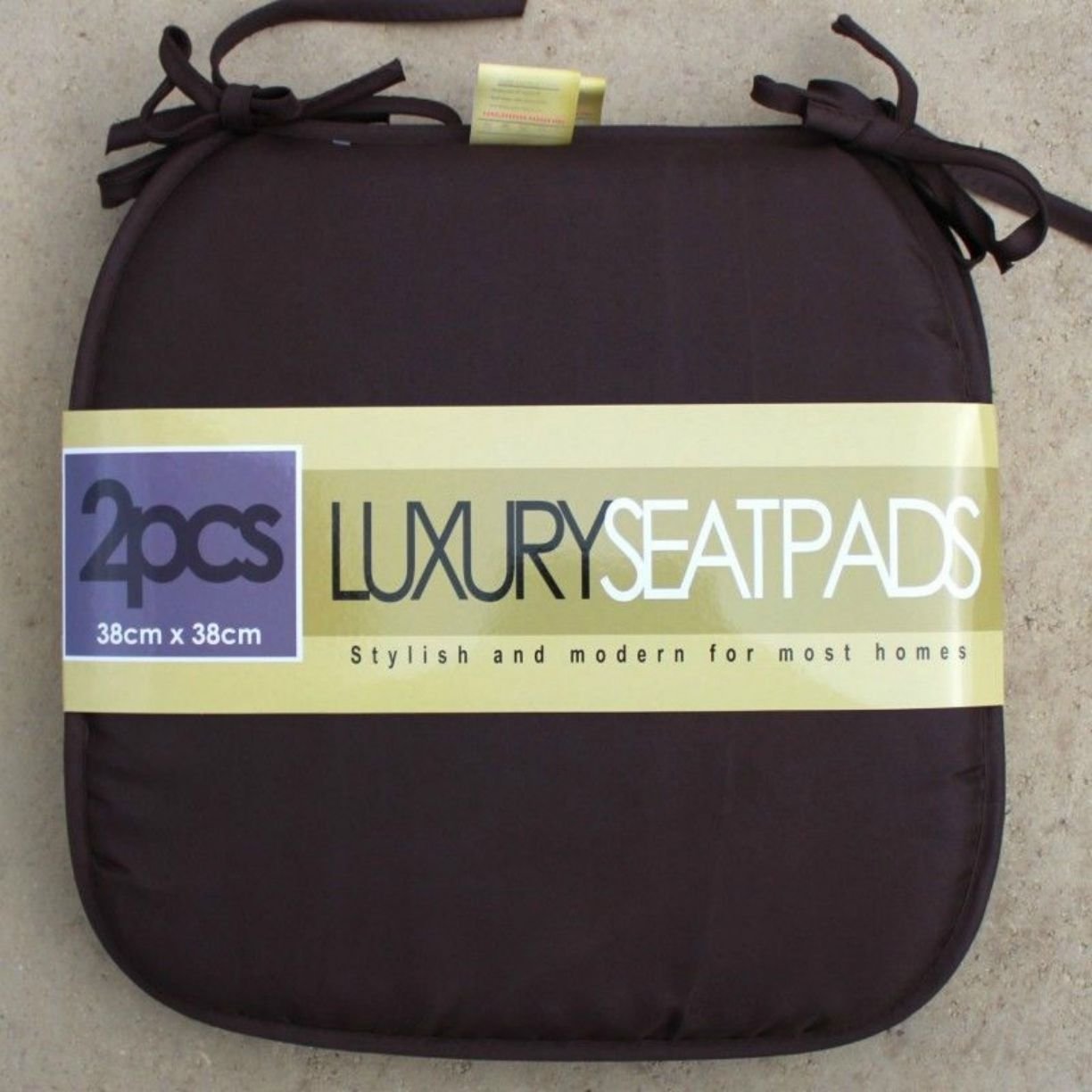 Amber Linen Pack Of 4 Chair Seat pads/cushions with ties on garden kitchen dinning office home outdoor (Black)