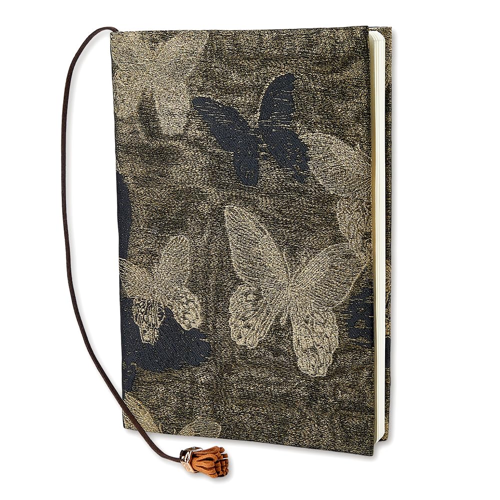 SUPERFINDINGS A5 Book Cover Gold Butterfly Cloth Paperback Book Cover Fabric Books Sleeve Protector A5 Notebook Planner Journal Covers for Hardcover Novel Textbook Reader Lovers Gift Accessories