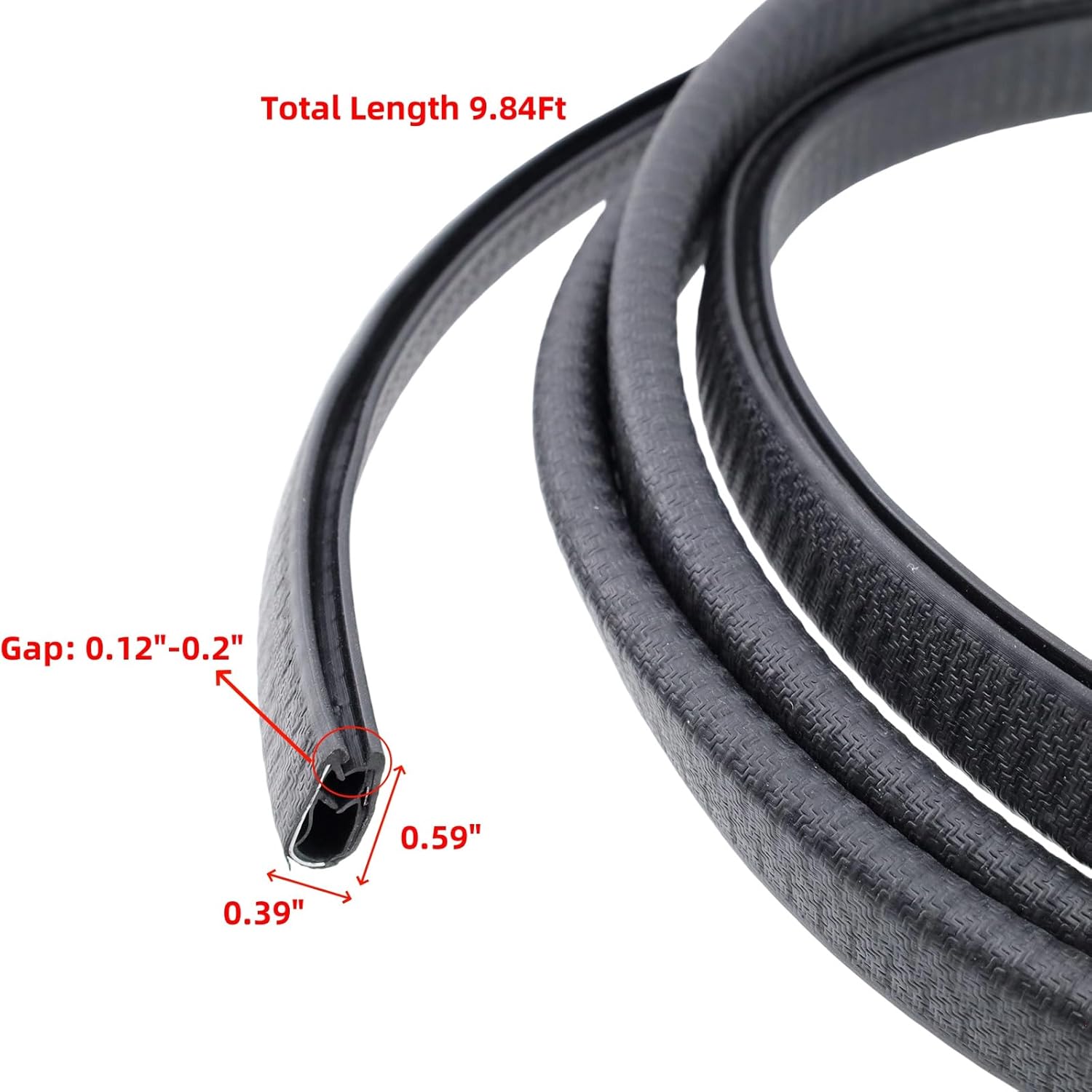 9.8Ft Cuttable Edge Trim, for 0.12 to 0.2 Inch Thickness, Car Door Edge Guards & RV Molding Trims, Flexible Edge Protector, Black PVC Metal Sheet Weather Stripping