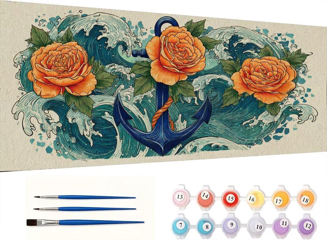 Peinture par Numéros Kit Adultes, Point D'Ancrage Rose, 60x80cm 4JGWX-358