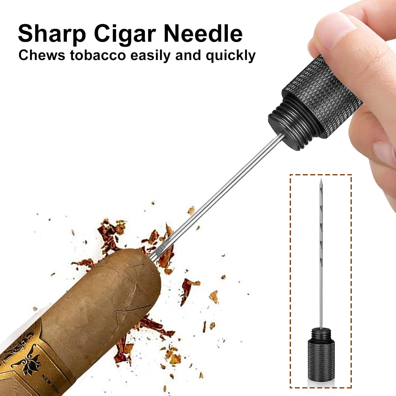 Cigar Draw Enhancer Stainless Steel Cigar Needle Portable Cigar Tool for Cigar Lovers