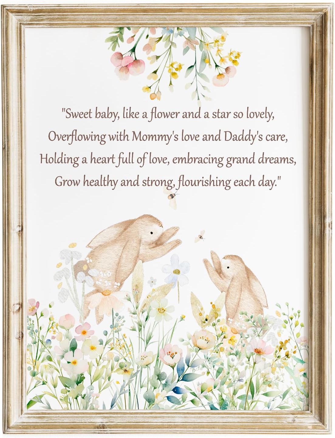 MAYJ Bunny Nursery Room Decor Watercolor Prints Animal - Gift Wall Art for Baby Girl Boy Kids 11X14 Unframed