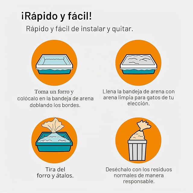 Foto 5 de 6 de 30 Bolsas de Plástico Extragrandes para Arena para Gatos, Resistentes a los Arañazos y a Prueba de Fugas