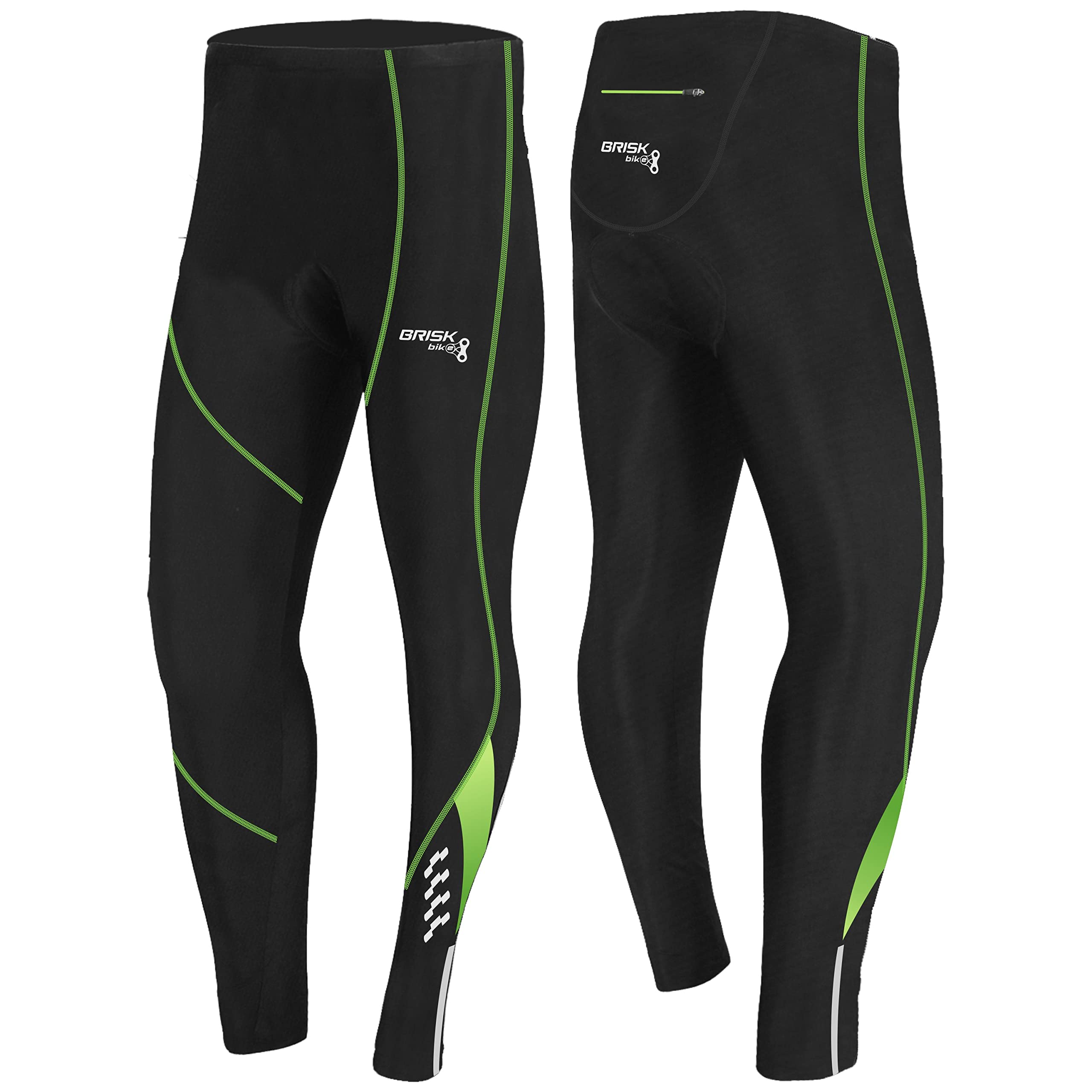 Brisk Bike Pantaloni Ciclismo Donna con Zip Riflettenti Pantaloni Ciclista Donna Elasticizzato con Imbottitura Coolmax Pantaloni da Ciclista Donna