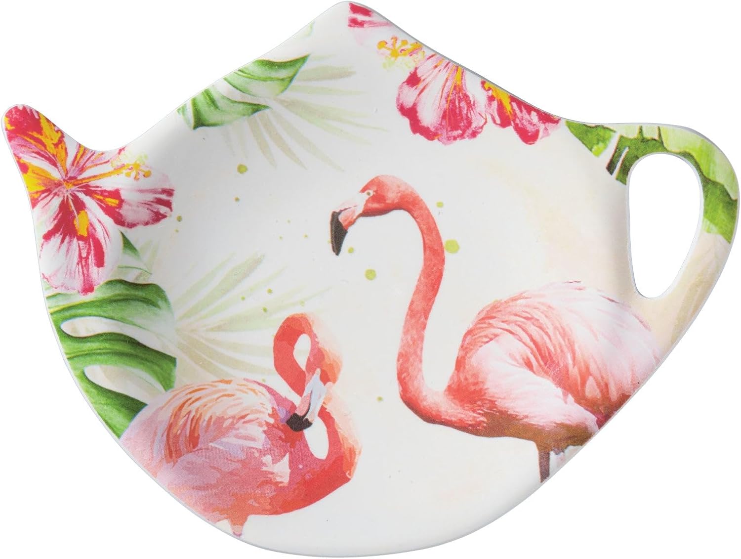 Supreme Housewares Flamingo Tea Bag Holders, Teapot Shaped Tea Bag Coasters Spoon Rests Saucer Seasoning Dish Set, Multicolor, 4 x 3 Inch, Set of 4