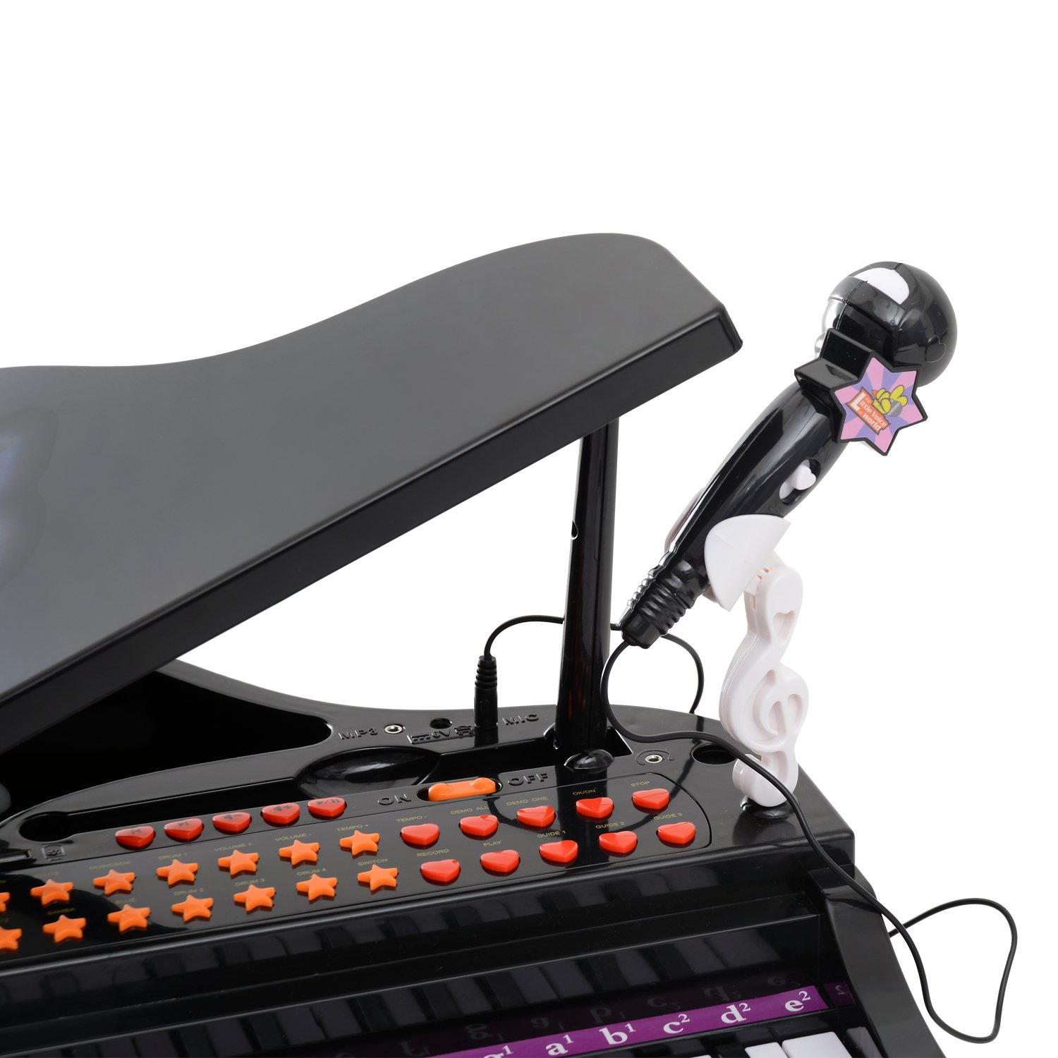 HOMCOM Pianoforte Elettrico Giocattolo Strumento Musicale per Bambini con 37 Tasti Microfono e Sgabello 48x39x69cm Nero