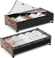 Vista 1 de Almacenamiento debajo de la cama con ruedas, cajones de almacenamiento rodantes debajo de la cama, almacenamiento de madera debajo de la cama