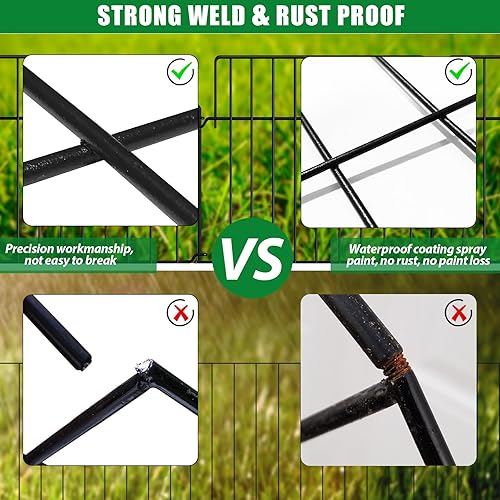 Miniatura 4 de Cerca de jardín de 14 pies (L) x 20 pulgadas (H), barrera para animales, cercado, paquete de 10, alambre de metal a prueba de óxido, bloqueador de