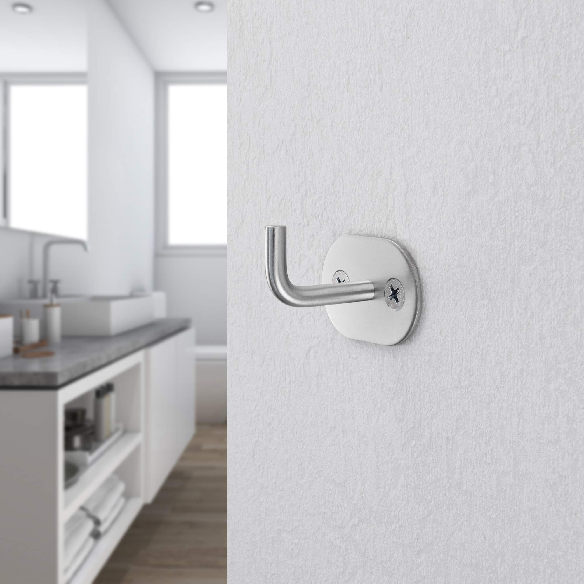 Gedotec Crochet Porte-manteau Design En Acier Inoxydable 1 Compartiment | HEAVEN | Crochet Porte-serviettes Argenté Mat | Crochet Mural à Visser | 1 Pièce – Crochet Simple Avec Matériel De Fixation