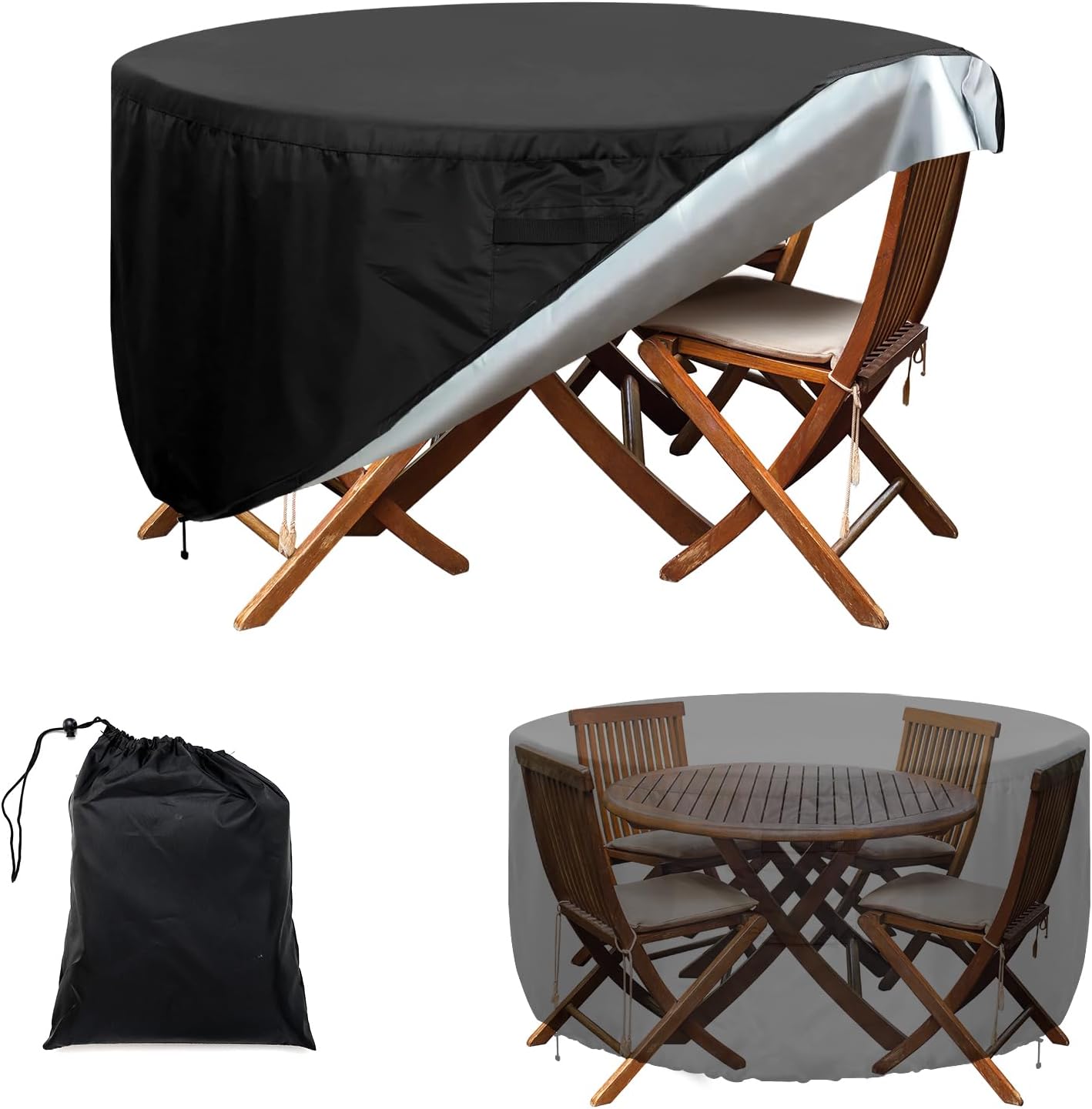 Round Outdoor Table Cover 84”DIA x 28”H, Waterproof UV