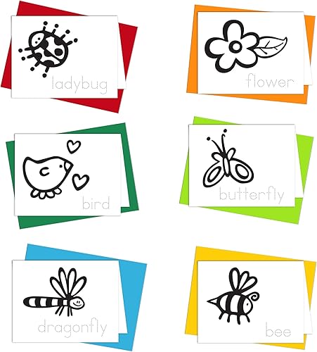 Miniatura 25 de Tarjetas para colorear: Happy Go Lucky Stationery Juego de 6 tarjetas para que los niños coloreen y practiquen la escritura de cartas, 100%