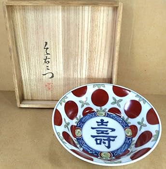 Amazon.co.jp: 人間国宝 十三代今泉今右衛門 錦赤玉文菓子器 共箱 色