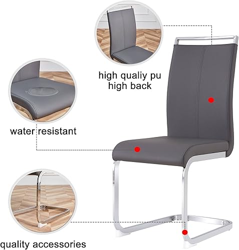 Miniatura 84 de Sillas de Comedor Modernas - Juego de 4 sillas para mesa de comedor, sillas de comedor blancas, patas cromadas plateadas para comedor, sillas de